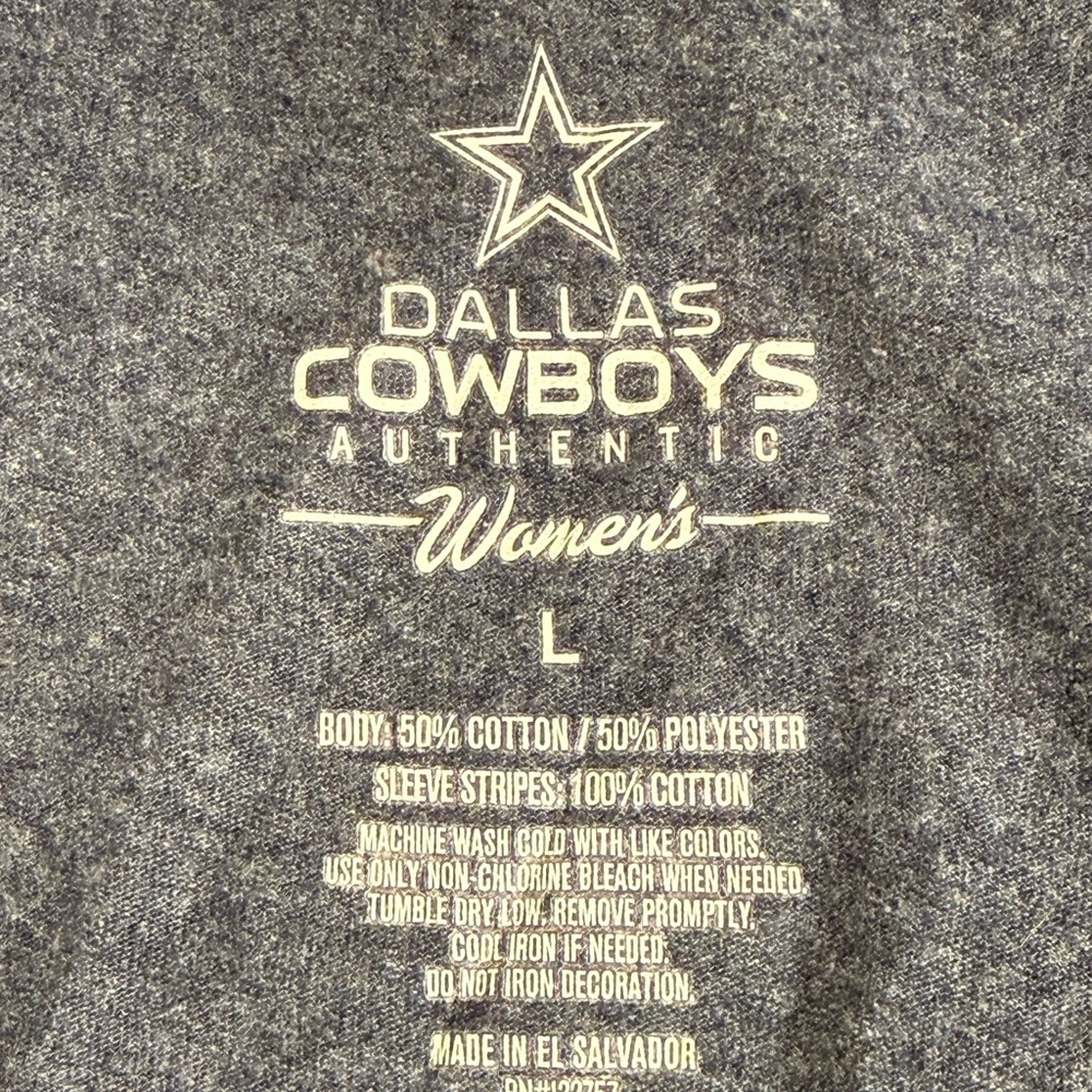 Dallas Cowboys Womens V Neck Tee L Navy NFL Game Day Shirt Top - Picture 5 of 7